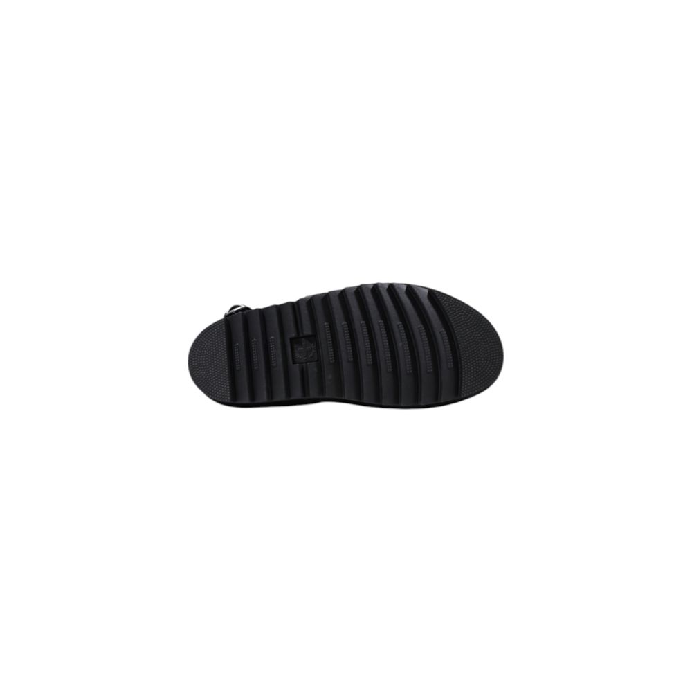 Black Leather Flat Sandals