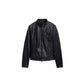 Black Polyester Biker Jacket