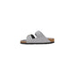 Gray Leather Flat Sandals