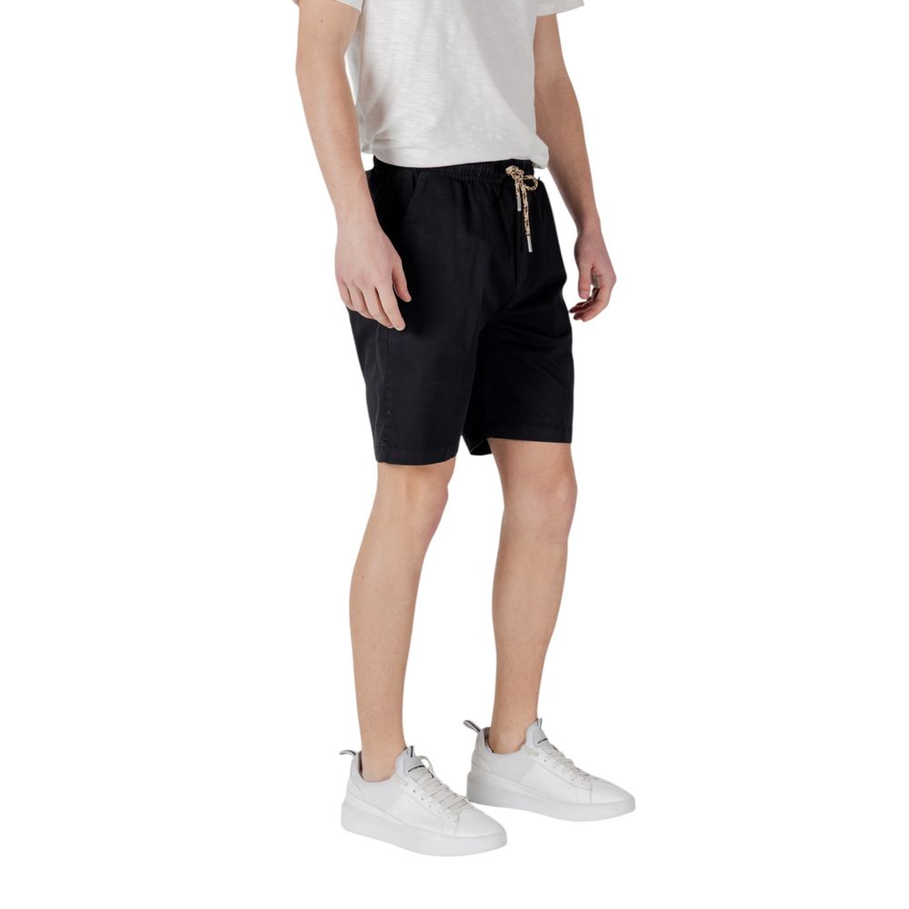 Black Cotton Bermuda Shorts
