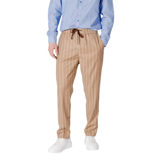Beige Polyester Casual Pants