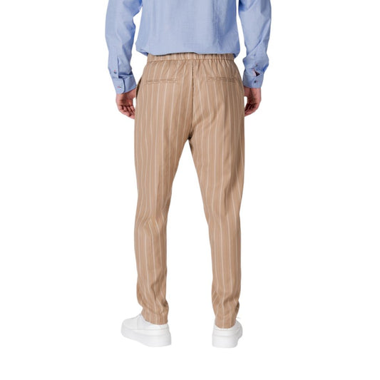 Beige Polyester Casual Pants