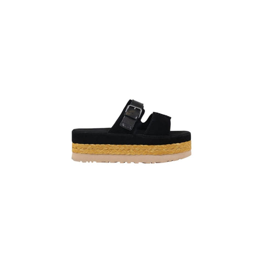 Black Suede Leather Platform Sandals
