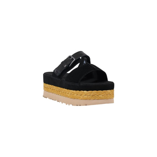 Black Suede Leather Platform Sandals