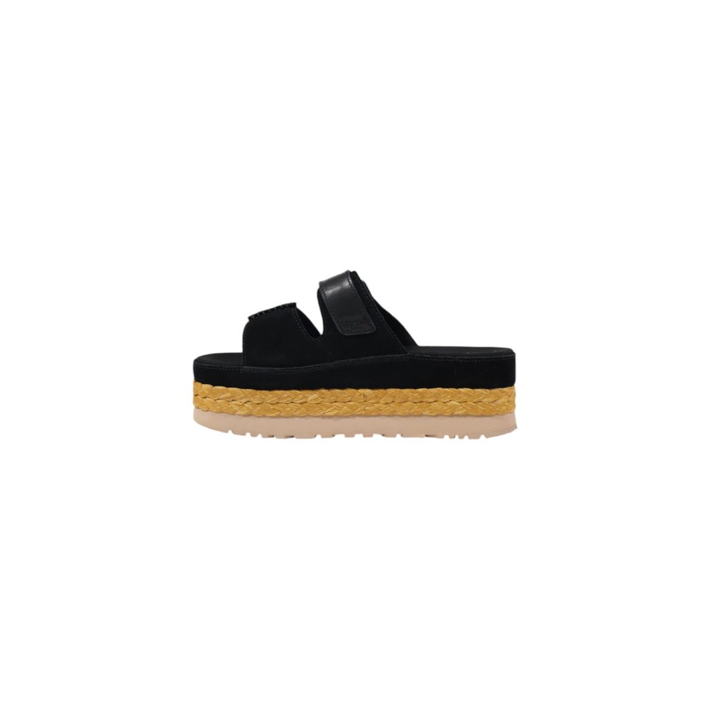 Black Suede Leather Platform Sandals