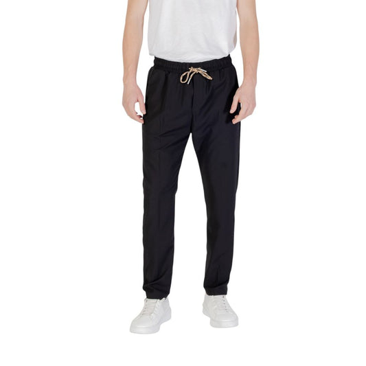 Black Polyester Casual Pants