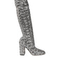 Silver Sequins Glitter High Heel Boot Shoes
