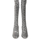 Silver Sequins Glitter High Heel Boot Shoes