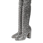 Silver Sequins Glitter High Heel Boot Shoes