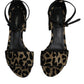 Gold Leopard Ankle Strap Heels Sandals Shoes