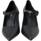 Black Leather Logo Heels Mary Janes Pumps Shoes