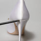White Crystals Peep Toe Satin Pumps Shoes