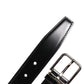 Black Calf Leather Silver Metal Buckle Belt