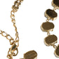Gold Brass Link Chain Rose Petal Crystal Necklace