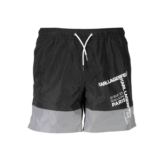 Black Polyester Men's Swim Trunk