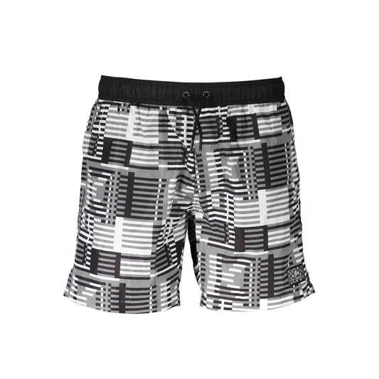 Black Polyester Men's Swim Boxer