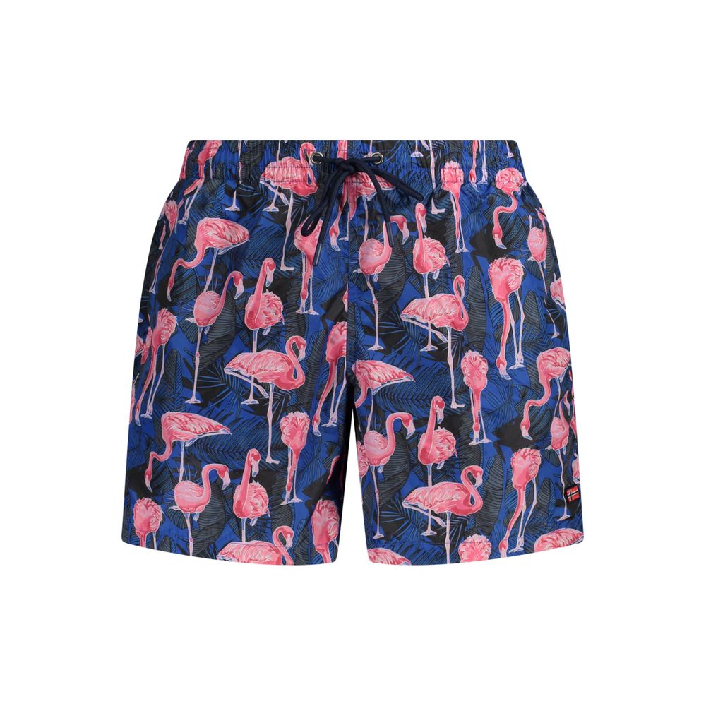 Blu Polyester Men's Swim Boxer