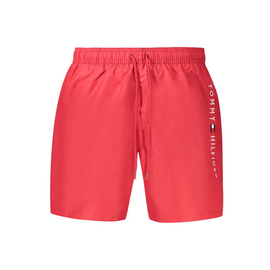 Red Polyester Men's Swim Trunk