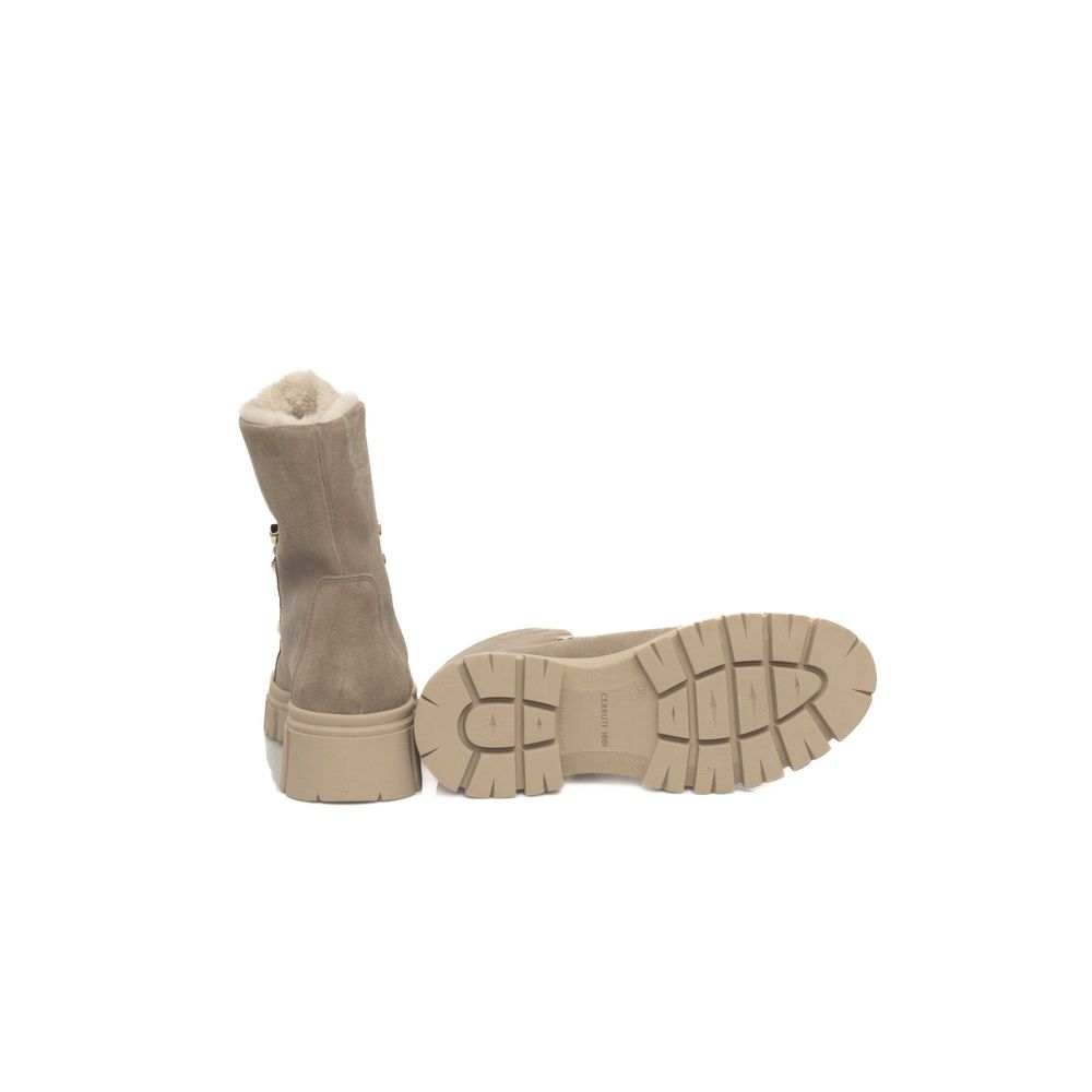 Beige Cowhide Women Boot