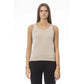 Beige Viscose Women Top
