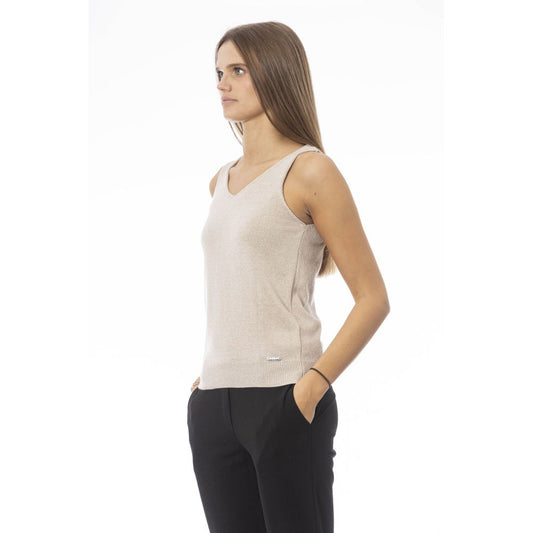 Beige Viscose Women Top