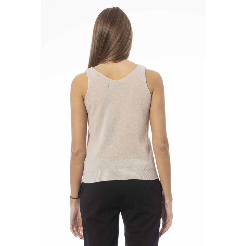 Beige Viscose Women Top
