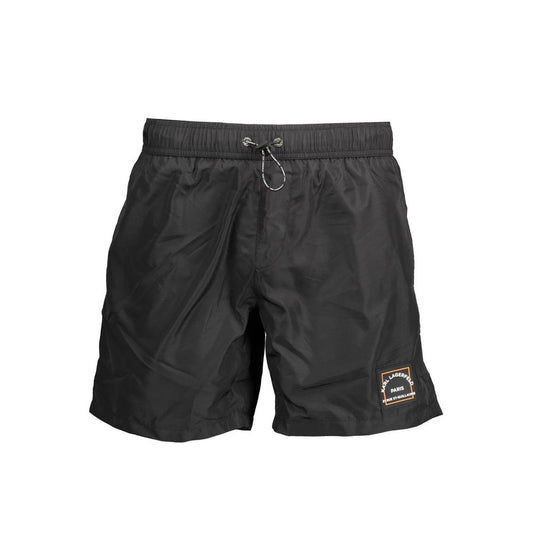 Black Polyester Men's Swim Boxer