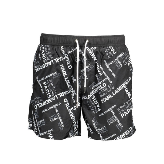 Black Polyester Men's Swim Trunk