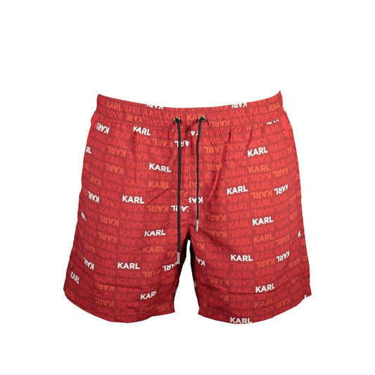 Rosso Poliestere Men Swim Boxer