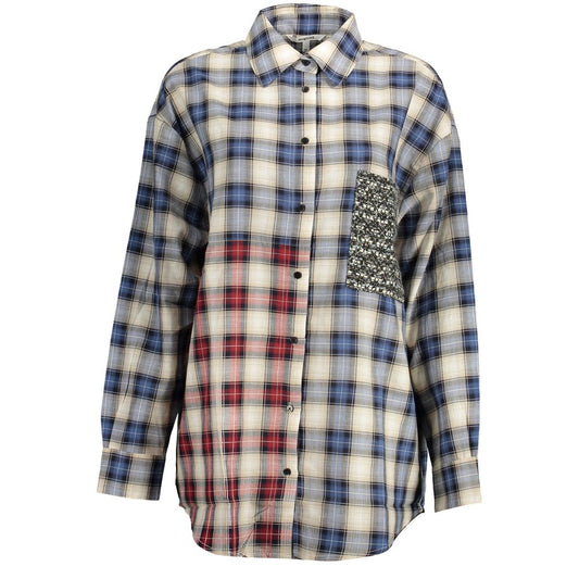 Blue Cotton Women Shirt