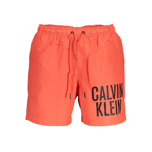 Red Recycled Polyester Men Swim Boxer