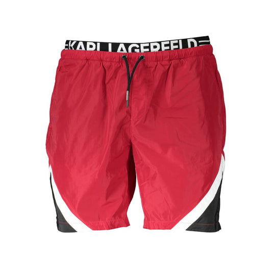 Red Polyester Men's Swim Boxer