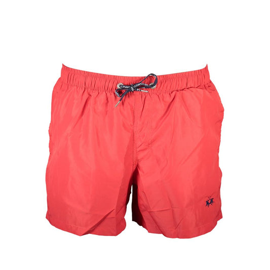 Red Polyester Men's Swim Trunk