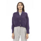 Purple Merino Wool Women Cardigan