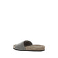 Brown Fabric Flat Sandals