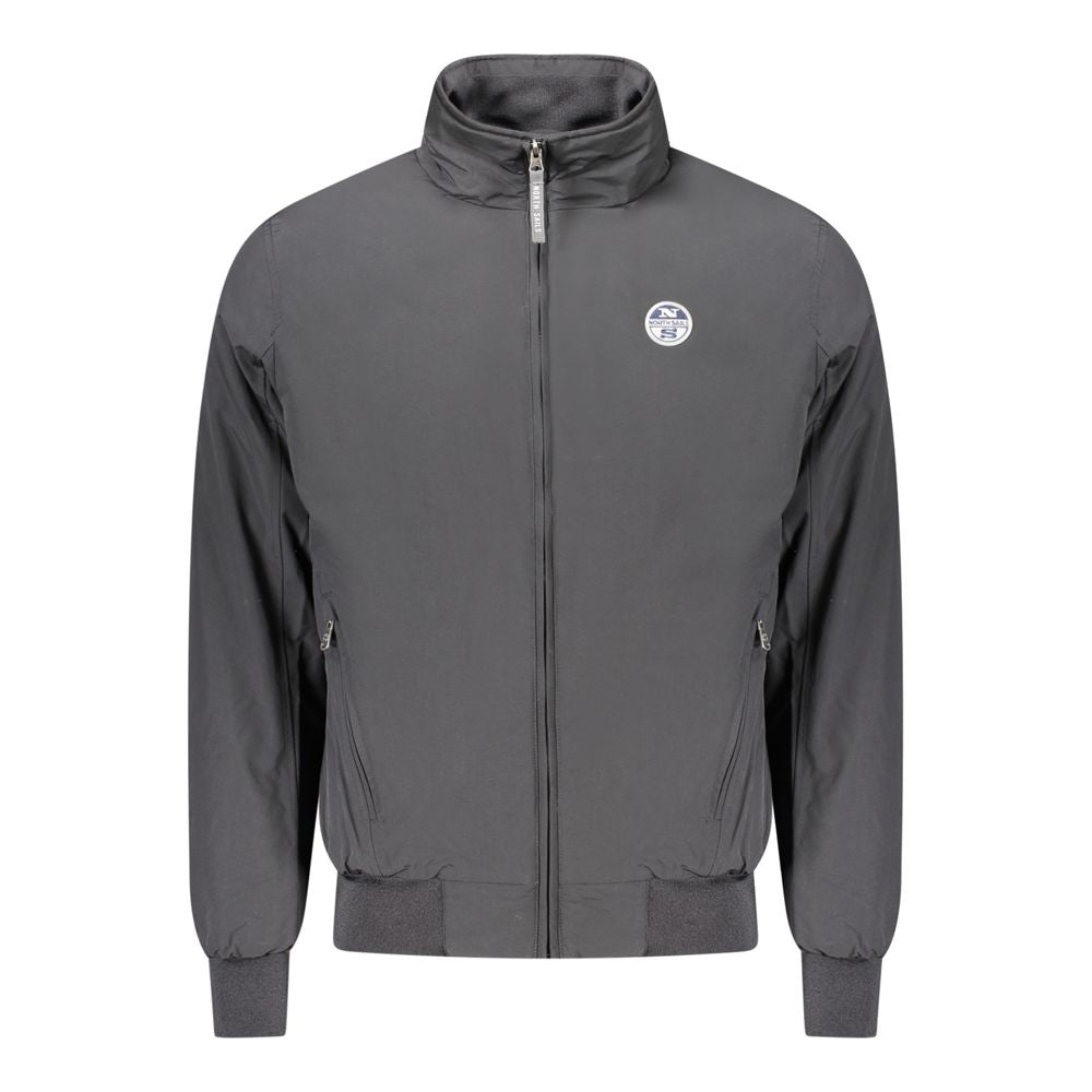 Black Polyester Men Jacket
