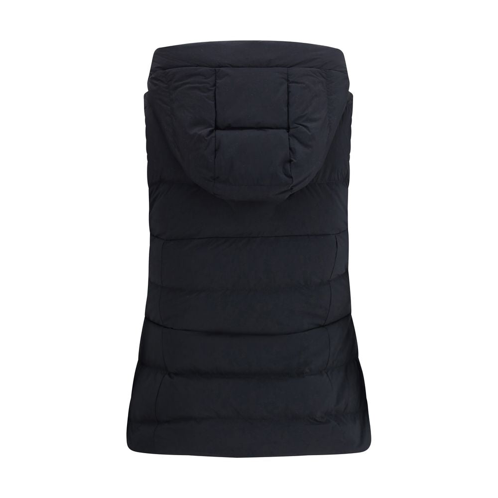 Black Recycled Polyamide Sleveless Jacket