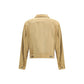 Beige Leather Denim Jacket