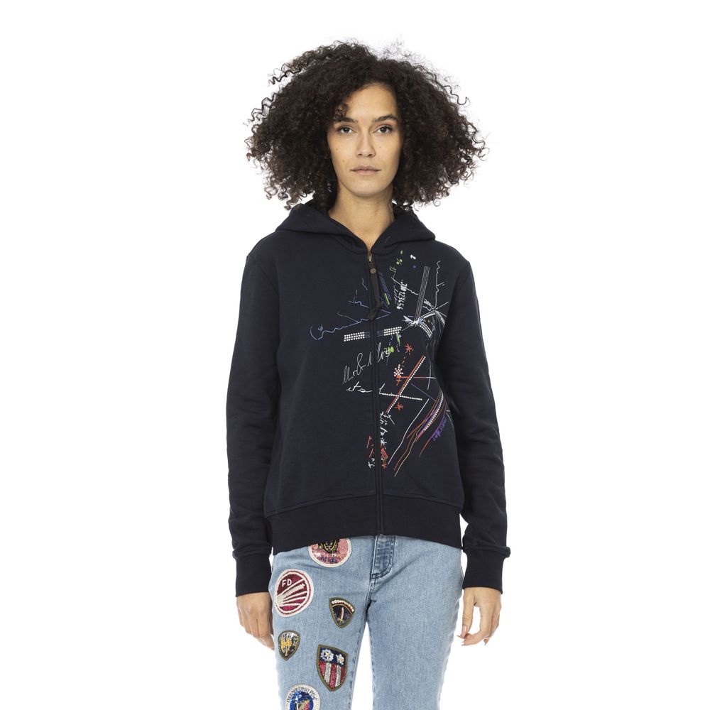 Blue Cotton Women Sweatshirt Top
