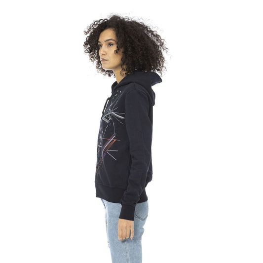 Blue Cotton Women Sweatshirt Top