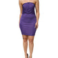 Purple Viscose Elastane Strapless Bodycon Dress