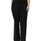 Black Wool Blend Pinstripe Straight Leg Pants
