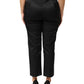 Black Cotton Blend Cropped Straight Leg Pants