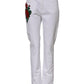 White Floral Sequined Embroid GIRLY Denim Jeans