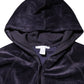 Purple Cotton Blend Velvet Zip-Up Hoodie Sweatshirt Sweater