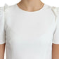 White Viscose Acetate Short Sleeve Blouse Top
