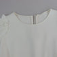 White Viscose Acetate Short Sleeve Blouse Top