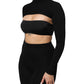 Black Viscose Turtle Neck Crop Pullover Top
