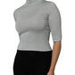 Gray Turtle Neck 3/4 Sleeves Pullover Top
