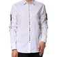 White Crystal Embellished Dress Shirt Top